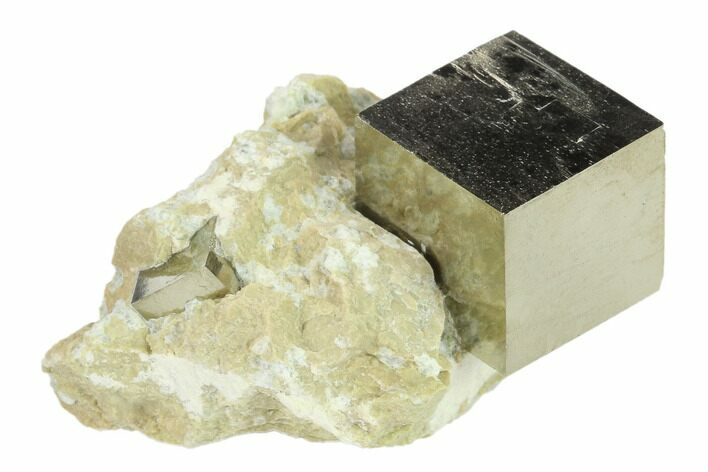 Shiny, Natural Pyrite Cube In Rock - Navajun, Spain #131144